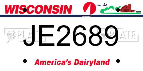 JE2689 Wisconsin License Plate
