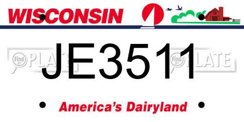 JE3511 Wisconsin License Plate