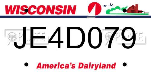 JE4D079 Wisconsin License Plate