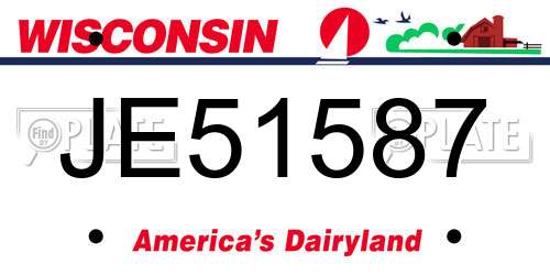 JE51587 Wisconsin License Plate