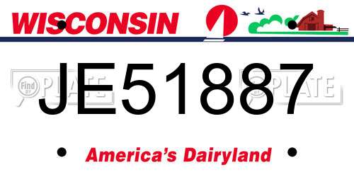 JE51887 Wisconsin License Plate