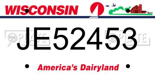 JE52453 Wisconsin License Plate