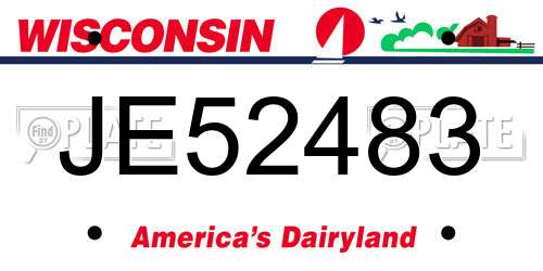 JE52483 Wisconsin License Plate