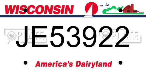 JE53922 Wisconsin License Plate