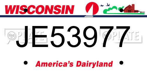 JE53977 Wisconsin License Plate