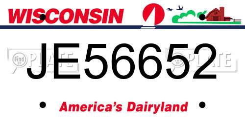 JE56652 Wisconsin License Plate