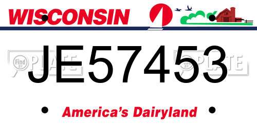 JE57453 Wisconsin License Plate