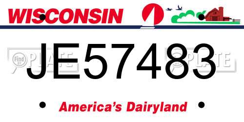 JE57483 Wisconsin License Plate