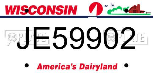 JE59902 Wisconsin License Plate