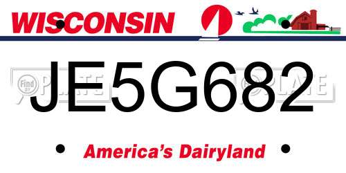 JE5G682 Wisconsin License Plate