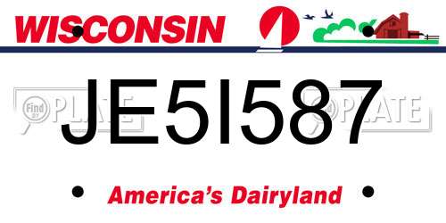 JE5I587 Wisconsin License Plate