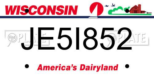 JE5I852 Wisconsin License Plate