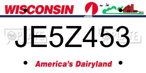 JE5Z453 Wisconsin License Plate