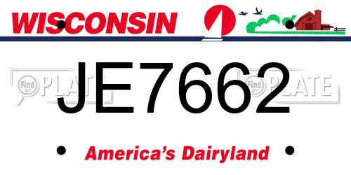 JE7662 Wisconsin License Plate