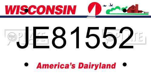JE81552 Wisconsin License Plate