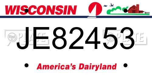 JE82453 Wisconsin License Plate