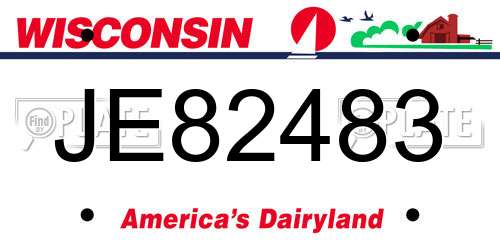 JE82483 Wisconsin License Plate