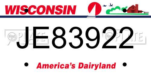 JE83922 Wisconsin License Plate
