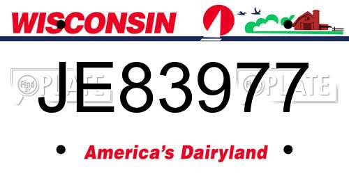 JE83977 Wisconsin License Plate