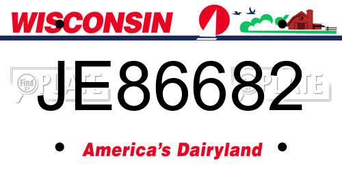 JE86682 Wisconsin License Plate