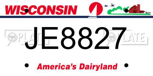 JE8827 Wisconsin License Plate