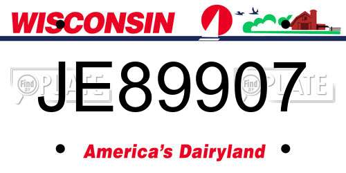 JE89907 Wisconsin License Plate