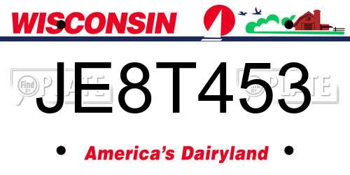 JE8T453 Wisconsin License Plate