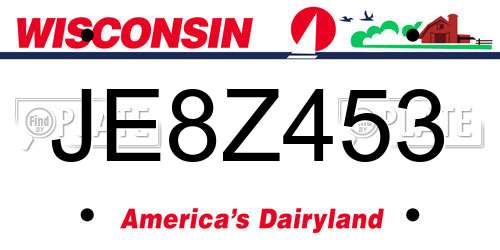 JE8Z453 Wisconsin License Plate