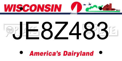 JE8Z483 Wisconsin License Plate