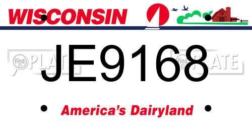 JE9168 Wisconsin License Plate