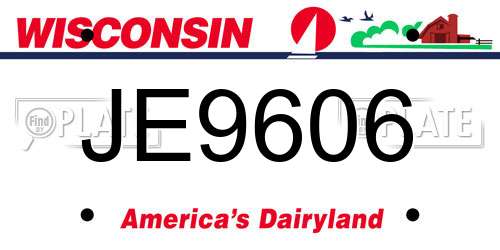 JE9606 Wisconsin License Plate