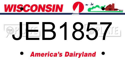 JEB1857 Wisconsin License Plate