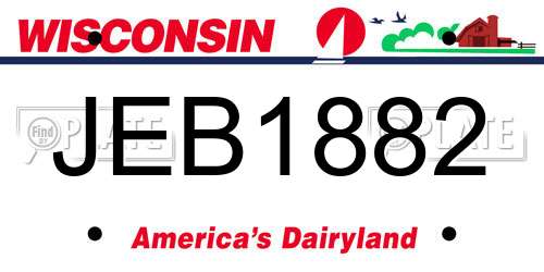 JEB1882 Wisconsin License Plate
