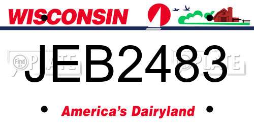 JEB2483 Wisconsin License Plate