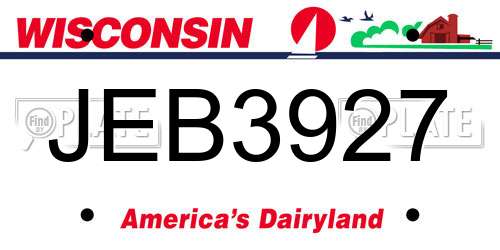 JEB3927 Wisconsin License Plate