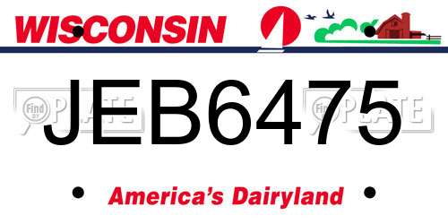 JEB6475 Wisconsin License Plate