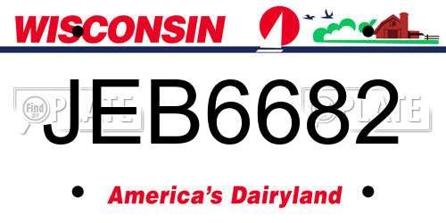 JEB6682 Wisconsin License Plate
