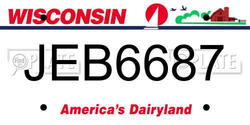 JEB6687 Wisconsin License Plate