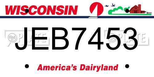 JEB7453 Wisconsin License Plate