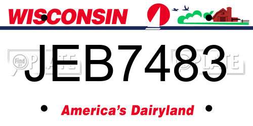 JEB7483 Wisconsin License Plate