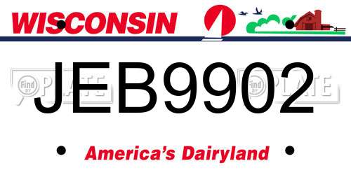 JEB9902 Wisconsin License Plate