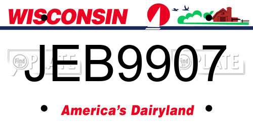 JEB9907 Wisconsin License Plate