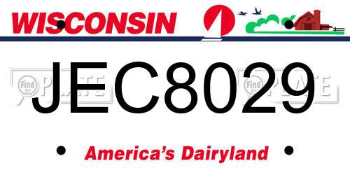 JEC8029 Wisconsin License Plate