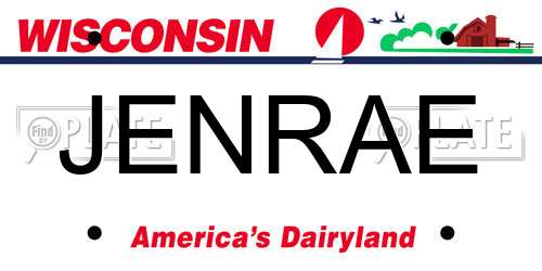 JENRAE Wisconsin License Plate