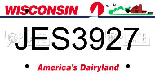 JES3927 Wisconsin License Plate