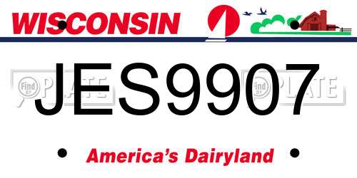 JES9907 Wisconsin License Plate