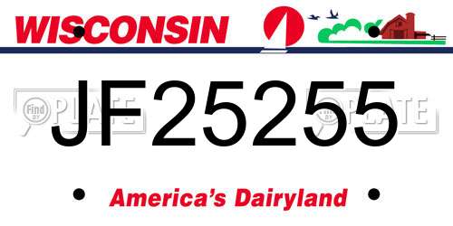 JF25255 Wisconsin License Plate