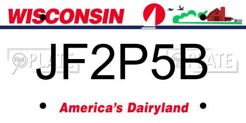 JF2P5B Wisconsin License Plate