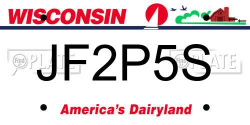 JF2P5S Wisconsin License Plate