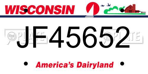JF45652 Wisconsin License Plate
